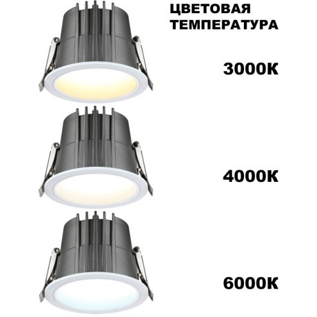 Светильник встраиваемый с переключателем цветовой температуры IP65 LED 20W 3000К\4000К\6000К Novotech LANG 359428