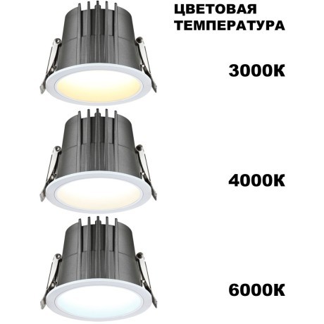Светильник встраиваемый с переключателем цветовой температуры IP65 LED 20W 3000К\4000К\6000К Novotech LANG 359428