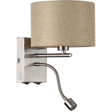 8250/2W MODERNI LN25 000 никель/бежевый, металл/текстиль бра Е14 40W+ LED 3W 4000K 220V NIKKI