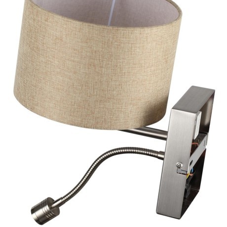 8250/2W MODERNI LN25 000 никель/бежевый, металл/текстиль бра Е14 40W+ LED 3W 4000K 220V NIKKI