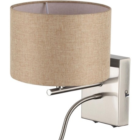 8250/2W MODERNI LN25 000 никель/бежевый, металл/текстиль бра Е14 40W+ LED 3W 4000K 220V NIKKI