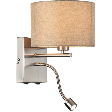 8250/2W MODERNI LN25 000 никель/бежевый, металл/текстиль бра Е14 40W+ LED 3W 4000K 220V NIKKI