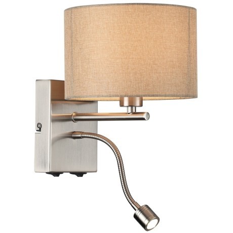 8250/2W MODERNI LN25 000 никель/бежевый, металл/текстиль бра Е14 40W+ LED 3W 4000K 220V NIKKI