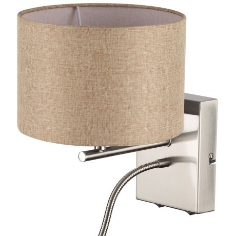 8250/2W MODERNI LN25 000 никель/бежевый, металл/текстиль бра Е14 40W+ LED 3W 4000K 220V NIKKI
