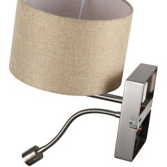 8250/2W MODERNI LN25 000  никель/бежевый, металл/текстиль бра Е14 40W+ LED 3W 4000K 220V NIKKI