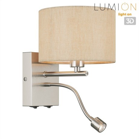 8250/2W MODERNI LN25 000 никель/бежевый, металл/текстиль бра Е14 40W+ LED 3W 4000K 220V NIKKI