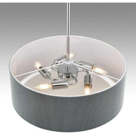 8111/5 MODERNI LN25 хром/серый, металл/текстиль Люстра подвесная E14 5*40W 220V ZIGRISA