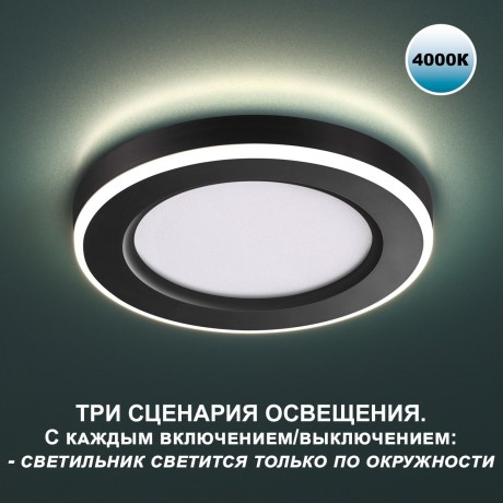 Светильник встраиваемый светодиодный (три сценария работы) IP20 LED 4000К 12W+4W 1120Лм SPAN 359015