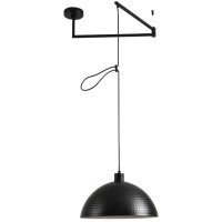 8321/1C Подвесной светильник с черным рельефным плафоном и регулировкой высоты зажимом провода под лампу E27 макс 60W 220V Lumion ARMINA