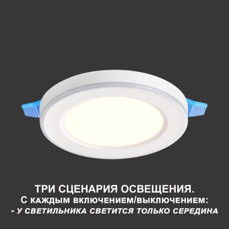 Светильник встраиваемый светодиодный (три сценария работы) IP20 LED 4000К+RGB 6W+3W 540Лм SPAN 359009