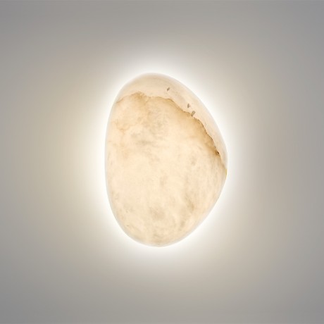 Odeon Light MARBELLA 6684/10WL Настенный LED-светильник органический минимализм, 10Вт, 800Лм, CCT перекл. цветовой температуры на корпусе 3000/3500/4000К, CRI90, 220В, IP20, белый алебастр и бронзовый металл, высота 220 мм, ширина 153 мм, глубина 77 мм