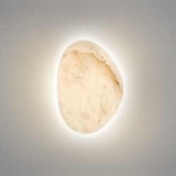 Odeon Light MARBELLA 6684/10WL Настенный LED-светильник органический минимализм, 10Вт, 800Лм, CCT перекл. цветовой температуры на корпусе 3000/3500/4000К, CRI90, 220В, IP20, белый алебастр и бронзовый металл, высота 220 мм, ширина 153 мм, глубина 77 мм