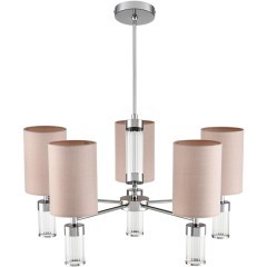 6585/5 MODERNI LN24 хром/бежевый, металл/текстиль, стекло Люстра подвесная E14 5*40W 220V ARNIKA