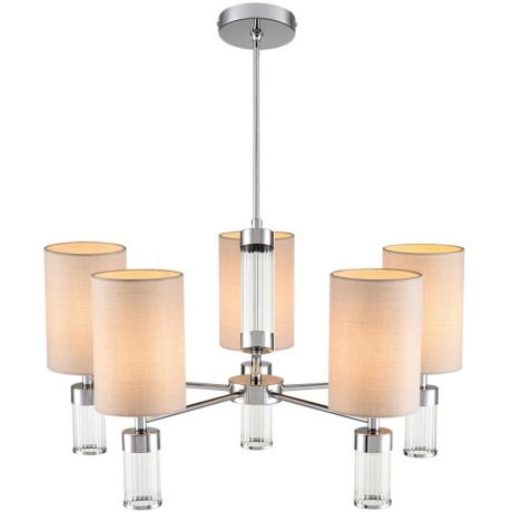 6585/5 MODERNI LN24 хром/бежевый, металл/текстиль, стекло Люстра подвесная E14 5*40W 220V ARNIKA