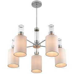 6585/5 MODERNI LN24 хром/бежевый, металл/текстиль, стекло Люстра подвесная E14 5*40W 220V ARNIKA