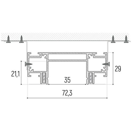Интрудер 2м (профиль) для встраивания однофазного шинопровода в демпферный натяжной потолок SLOTT INTRUDER (KRAAB SYSTEMS) 135192