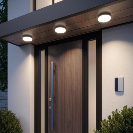 Novotech OPAL STREET 359729 Уличный круглый настенно-потолочный LED-светильник, перекл. 12/15/18Вт, макс. 1890Лм, CCT перекл. цветовой температуры внутри корпуса 2700/3200/4000К, CRI90, 180-265В, IP65, черный поликарбонат, диаметр 204 мм, высота 45 мм