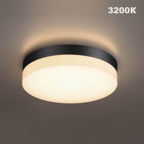 Novotech OPAL STREET 359729 Уличный круглый настенно-потолочный LED-светильник, перекл. 12/15/18Вт, макс. 1890Лм, CCT перекл. цветовой температуры внутри корпуса 2700/3200/4000К, CRI90, 180-265В, IP65, черный поликарбонат, диаметр 204 мм, высота 45 мм