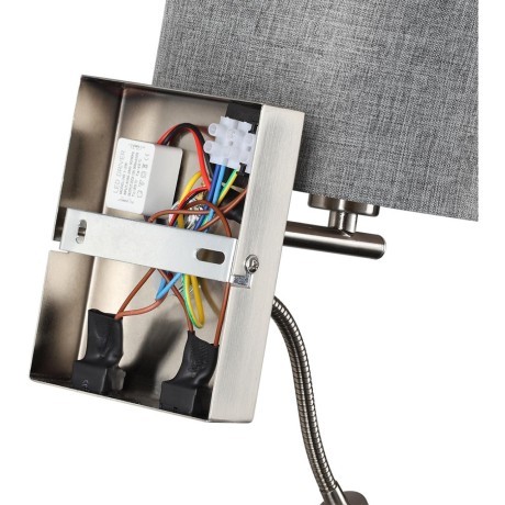 8251/2W MODERNI LN25 000 никель/серый, металл/текстиль бра Е14 40W + LED 3W 4000K 220V NIKKI
