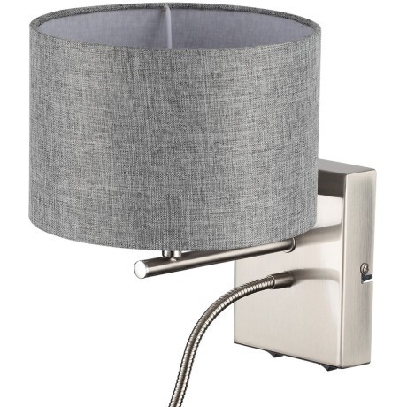 8251/2W MODERNI LN25 000 никель/серый, металл/текстиль бра Е14 40W + LED 3W 4000K 220V NIKKI