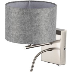 8251/2W MODERNI LN25 000  никель/серый, металл/текстиль бра Е14 40W + LED 3W 4000K 220V NIKKI