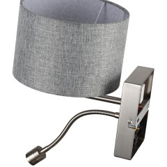 8251/2W MODERNI LN25 000  никель/серый, металл/текстиль бра Е14 40W + LED 3W 4000K 220V NIKKI