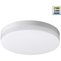 Novotech OPAL STREET 359727 Уличный круглый потолочный LED-светильник, перекл. 20/25/30Вт, макс. 3140Лм, CCT перекл. цветовой температуры внутри корпуса 2700/3200/4000К, угол 120°, CRI90, 180-265В, IP65, белый поликарбонат, диаметр 264 мм, высота 45 мм