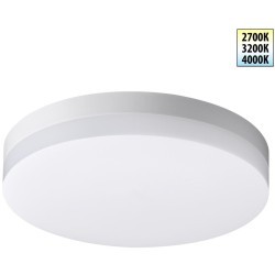 Novotech OPAL STREET 359727 Уличный круглый потолочный LED-светильник, перекл. 20/25/30Вт, макс. 3140Лм, CCT перекл. цветовой температуры внутри корпуса 2700/3200/4000К, угол 120°, CRI90, 180-265В, IP65, белый поликарбонат, диаметр 264 мм, высота 45 мм