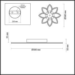 Люстра потолочная диммир. с ДУ LED 108W 3000-6000К 6120Лм 220V JUNA 4447/99CL