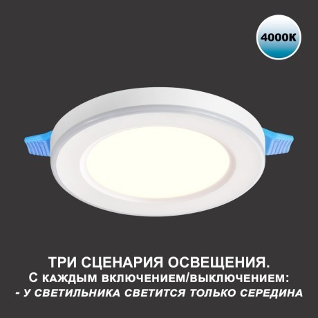 Светильник встраиваемый светодиодный (три сценария работы) IP20 LED 4000К 12W+4W 1120Лм SPAN 359014