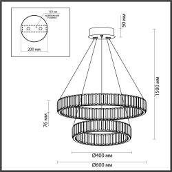 Люстра подвесная кольцевая хрустальная Odeon Light LED 60W 4000K 7140Лм VEKIA 4930/60L