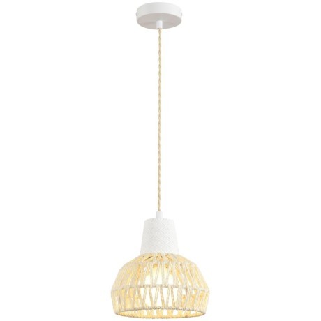 8368/1B Подвесной светильник, белое основание, с плафоном из джутового шнура под сменную лампу E27 220V Lumion ECO BOHO