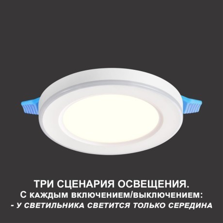Светильник встраиваемый светодиодный (три сценария работы) IP20 LED 4000К+RGB 18W+6W 1440Лм SPAN 359011