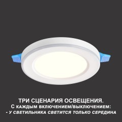 Светильник встраиваемый светодиодный (три сценария работы) IP20 LED 4000К+RGB 18W+6W 1440Лм SPAN 359011