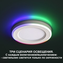 Светильник встраиваемый светодиодный (три сценария работы) IP20 LED 4000К+RGB 18W+6W 1440Лм SPAN 359011