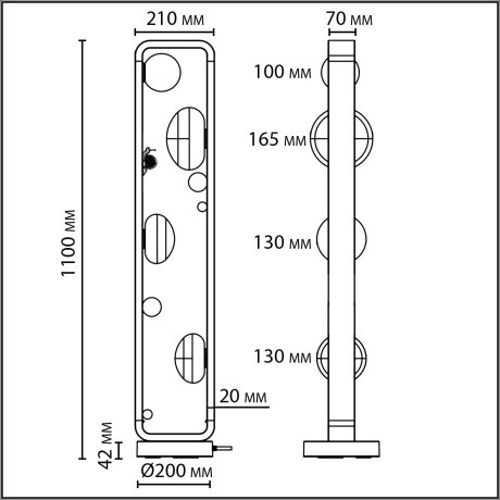 Уличный наземный светильник-торшер IP54 G9 4*15W max LUMA 5434/4FB