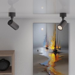 Novotech SELENE 359925 Накладной современный поворотный потолочный LED-светильник-спот, 10Вт, 740Лм, CCT перекл. цветовой температуры 3000/4000/6000К, угол 36°, CRI90, UGR19, 220В, IP20, черный алюминий, высота 125 мм, длина 100 мм, ширина 55 мм
