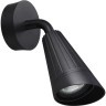 Novotech BELL 371058 Настенный современный фасадный уличный светильник направленного света с плафоном вниз, лампа 1xGU10 до 35Вт, 220В, IP65, без выключателя на корпусе, черный матовый алюминий и стекло, высота 191 мм, длина 185 мм, ширина 87 мм