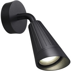 Novotech BELL 371058 Настенный современный фасадный уличный светильник направленного света с плафоном вниз, лампа 1xGU10 до 35Вт, 220В, IP65, без выключателя на корпусе, черный матовый алюминий и стекло, высота 191 мм, длина 185 мм, ширина 87 мм