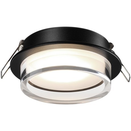 371026 Черный круглый встраиваемый светильник с акриловым кольцом под лампу GX53 макс 12Вт 220-240V IP20 Novotech GEM