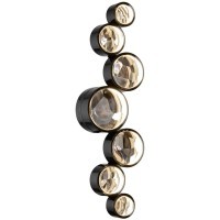 Odeon Light SPILLA 7174/15WLA Настенный современный дизайнерский LED бра с хрустальными плафонами, 15Вт, 1150Лм, CCT перекл. через выключатель 3000/3500/4000К, CRI90, 220В, IP20, черный полированный металл и хрусталь, длина 605 мм, ширина 182 мм, глубина 