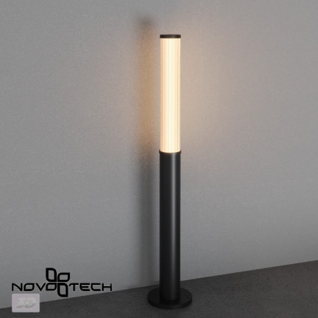 Novotech FLUO 359985 Современный ландшафтный уличный LED светильник столб для дорожек с мягким рассеянным светом, 24Вт, 1710Лм, 3000К, CRI90, угол 98°, 220В, IP65, высота 1200 мм, диаметр основания 204 мм, плафона 95 мм