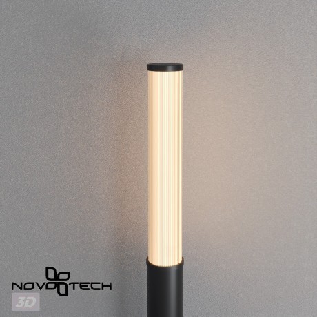 Novotech FLUO 359985 Современный ландшафтный уличный LED светильник столб для дорожек с мягким рассеянным светом, 24Вт, 1710Лм, 3000К, CRI90, угол 98°, 220В, IP65, высота 1200 мм, диаметр основания 204 мм, плафона 95 мм