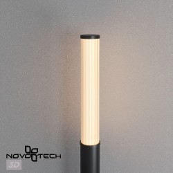Novotech FLUO 359985 Современный ландшафтный уличный LED светильник столб для дорожек с мягким рассеянным светом, 24Вт, 1710Лм, 3000К, CRI90, угол 98°, 220В, IP65, высота 1200 мм, диаметр основания 204 мм, плафона 95 мм