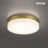 Novotech OPAL STREET 359733 Уличный круглый настенно-потолочный LED-светильник, 20/25/30Вт, до 3140Лм, CCT перекл. цветовой температуры внутри корпуса 2700/3200/4000К, угол 120°, CRI90, 180-265В, IP65, золотой поликарбонат, диаметр 264 мм, высота 45 мм