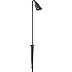 Novotech BELL 371060 Грунтовый современный ландшафтный уличный светильник на штыре с плафоном вниз направленного света для сада и дорожек, лампа 1xGU10 до 35Вт, 220В, IP65, черный алюминий и стекло, высота 1038 мм, длина 210 мм, ширина 80 мм, штырь 400 мм