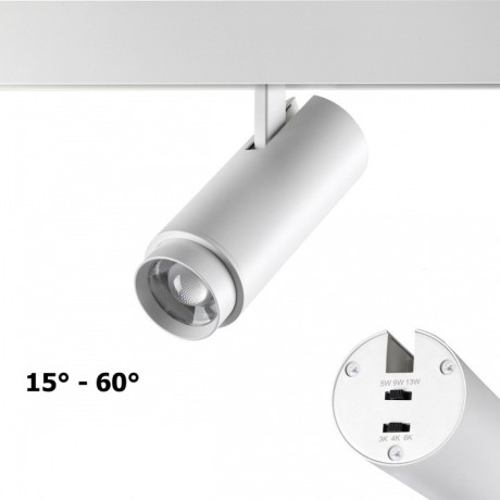 359206 Трековый светильник с переключением цветовой температуры и мощности 3000К\4000К\6000К 5W/9W/13W 15-60° Novotech FLUM
