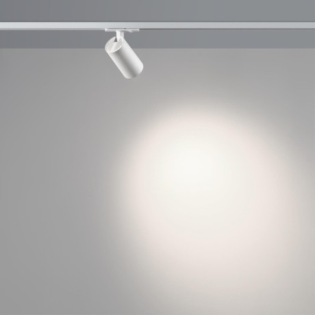 Novotech SELENE 359902 Современный трековый поворотный LED-светильник-спот направленного света для однофазной двухжильной системы BASE, 10Вт, 610Лм, 4000К, угол 36°, CRI90, UGR19, 220В, IP20, белый алюминий, длина 120 мм, ширина 55 мм, высота 87 мм