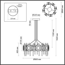 Люстра LED 92W 3000K 8990Лм Odeon Light MAGNET 5407/92L