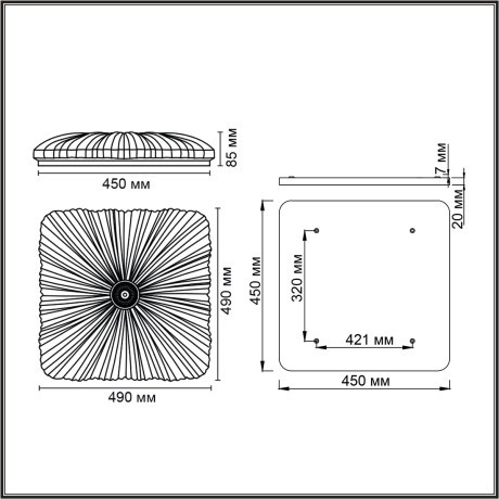 Светильник LED 72Вт 3000-6000K 490х490 IP20 пульт ДУ Sonex FORTUNA 7730/72L